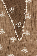 Sepia Embroidered Triangle Scarf