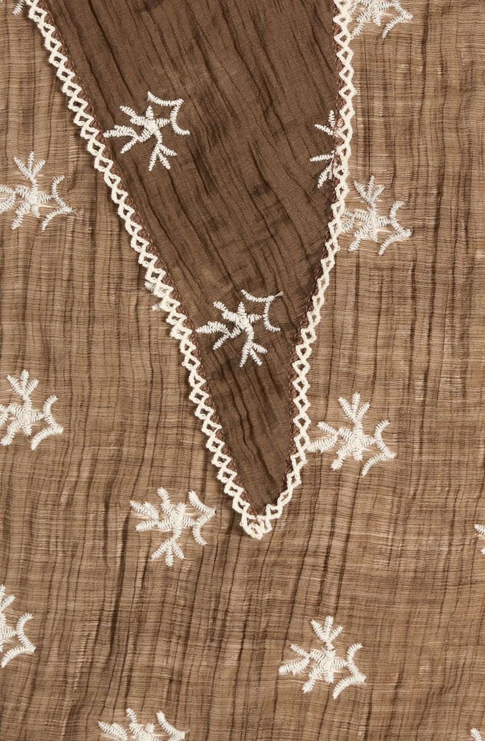 Sepia Embroidered Triangle Scarf