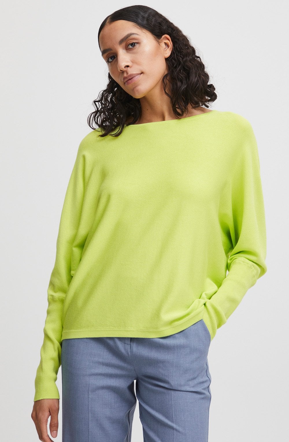 Sharp Green Batwing Relaxed Jumper