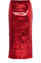 Sienna Haute Red Sparkle Midi Skirt