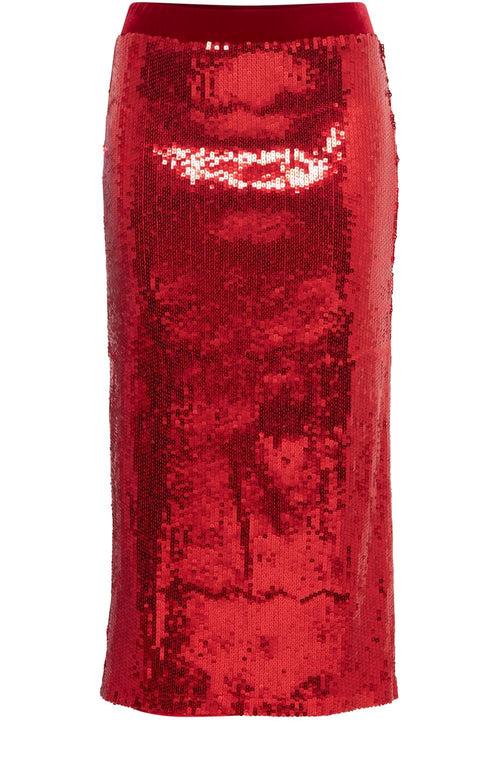 Sienna Haute Red Sparkle Midi Skirt
