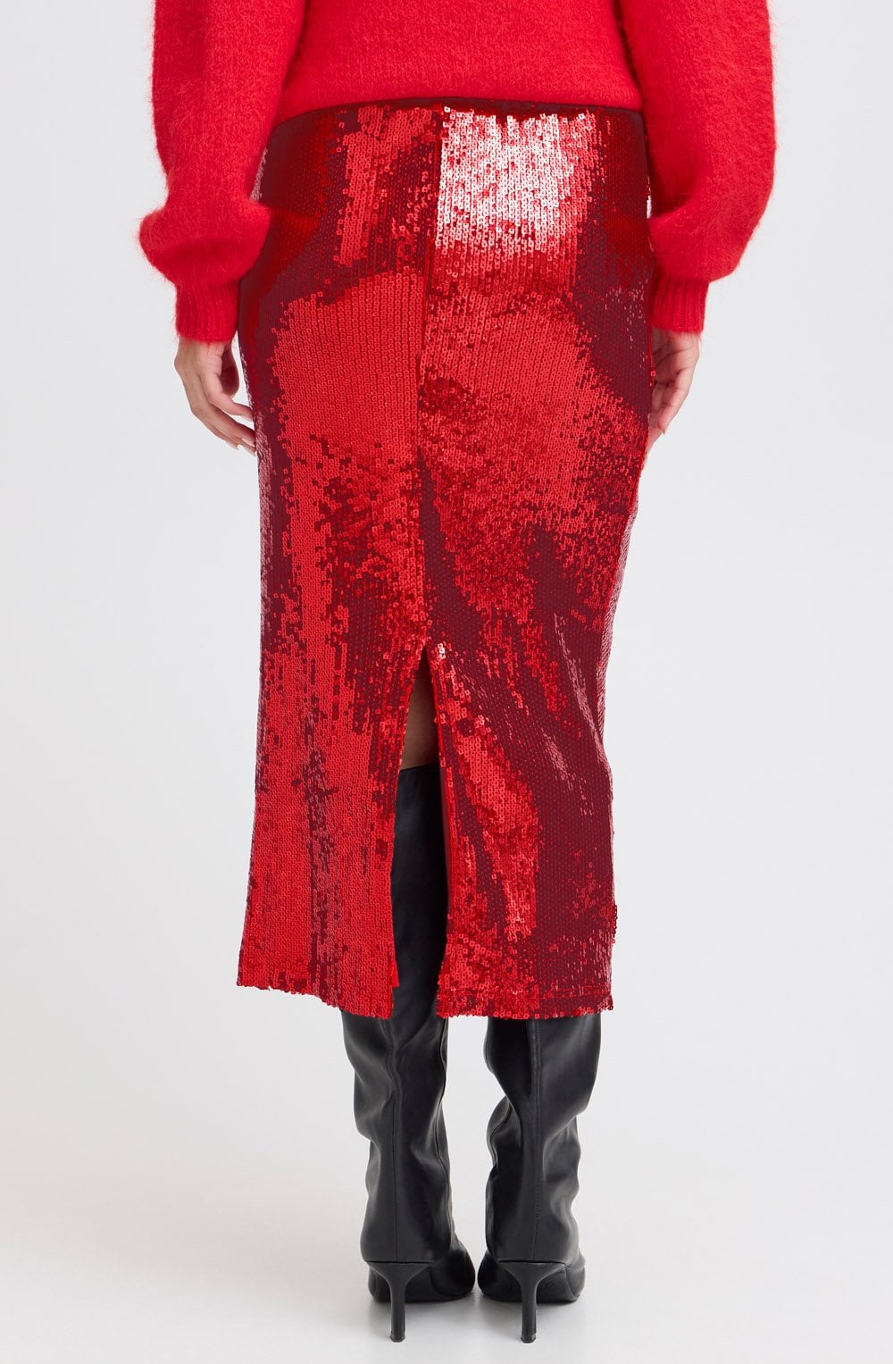 Sienna Haute Red Sparkle Midi Skirt