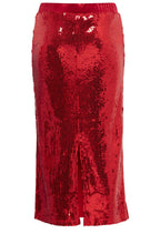 Sienna Haute Red Sparkle Midi Skirt