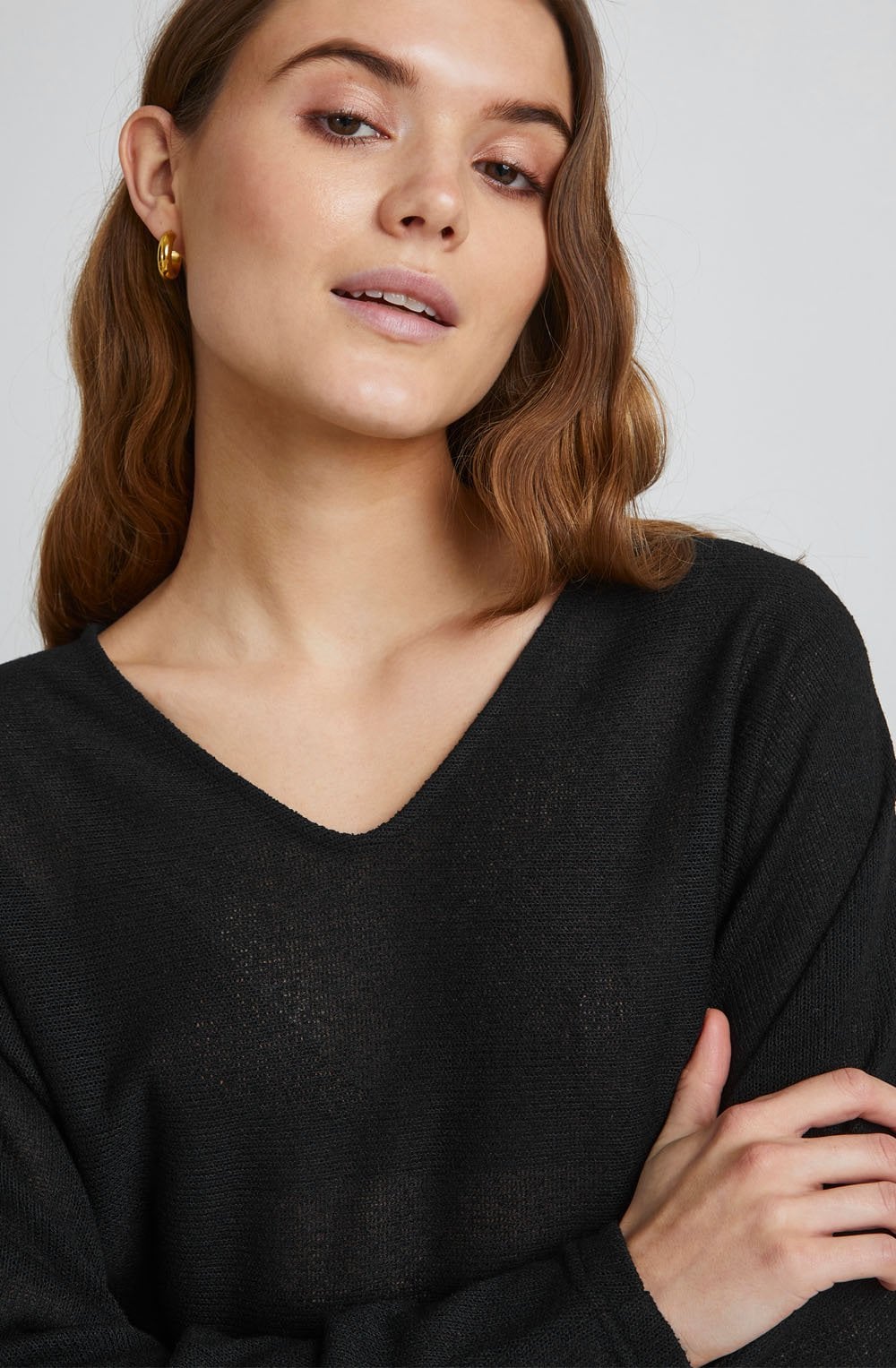 Sif Black Open Knit Top