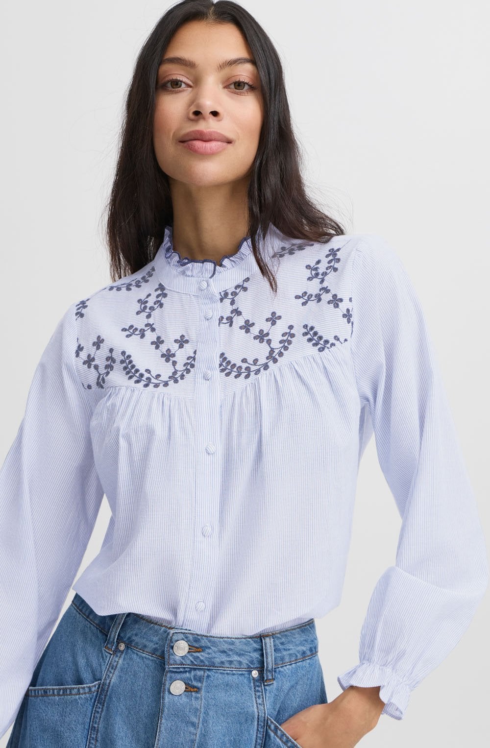 Silver Lake Blue Embroidered Blouse