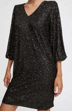 Solia Black Sparkle Balloon Sleeve Dress