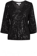 Solia Black Sparkle Balloon Sleeve Top