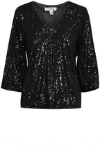 Solia Black Sparkle Balloon Sleeve Top