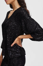 Solia Black Sparkle Balloon Sleeve Top