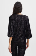 Solia Black Sparkle Balloon Sleeve Top