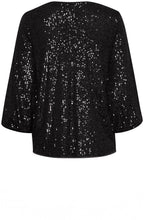 Solia Black Sparkle Balloon Sleeve Top