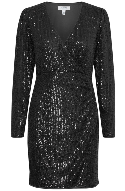 Solia Black Sparkle Wrap Dress