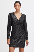 Solia Black Sparkle Wrap Dress