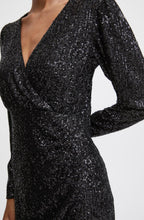 Solia Black Sparkle Wrap Dress