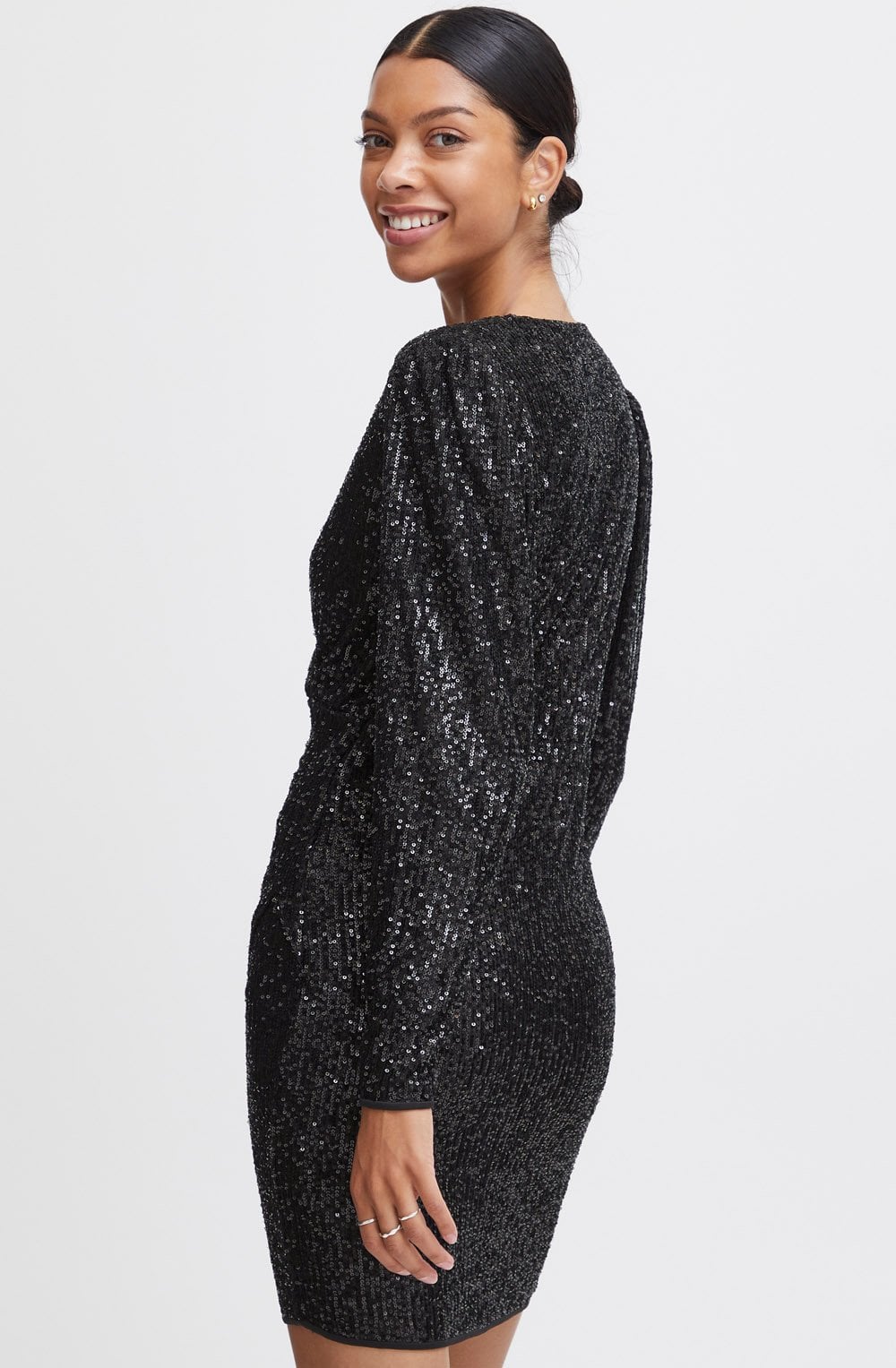 Solia Black Sparkle Wrap Dress