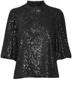 Solia High Neck Black Sparkle Blouse