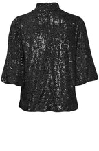 Solia High Neck Black Sparkle Blouse