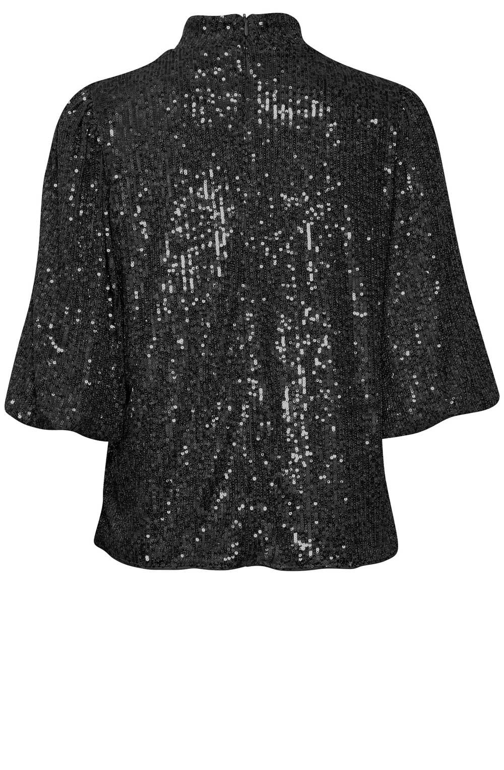 Solia High Neck Black Sparkle Blouse