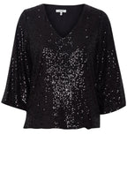 Solia V Neck Black Sparkle Blouse