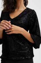 Solia V Neck Black Sparkle Blouse