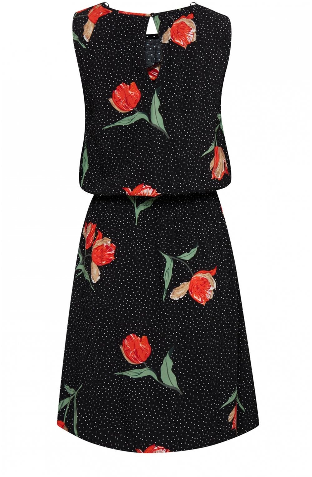 Spot & Floral Print Dress