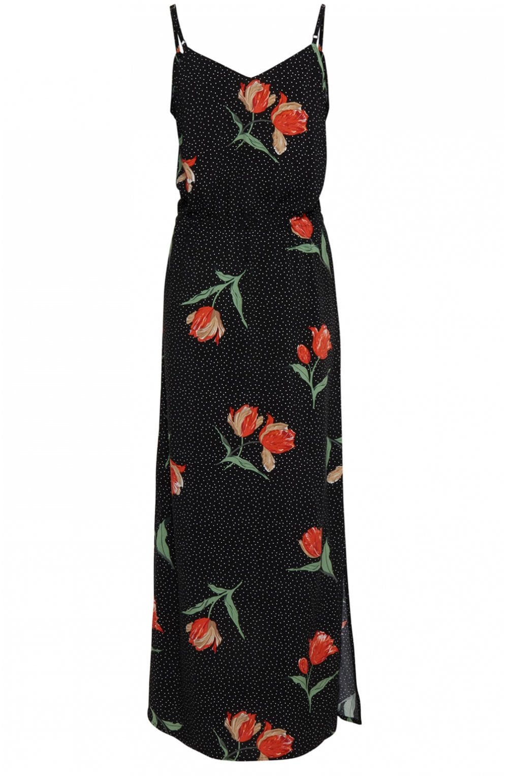 Spot & Floral Print Maxi Dress