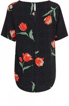 Spot & Floral Print Top