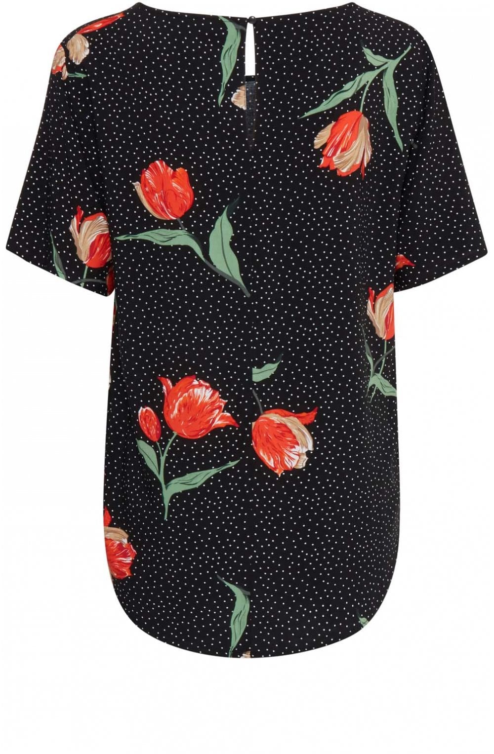 Spot & Floral Print Top