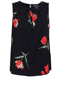 Spot & Floral Print Top