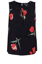Spot & Floral Print Top