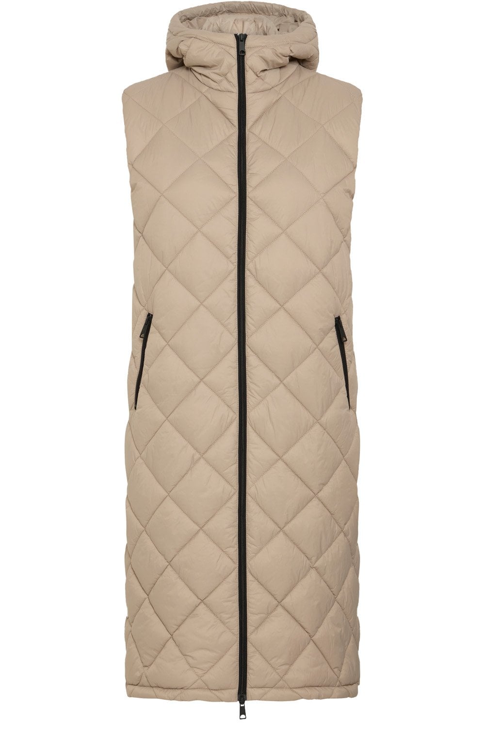 String Below Knee Length Diamond Puffer Waistcoat