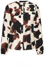 String Cow Print Pin Tuck Shirt