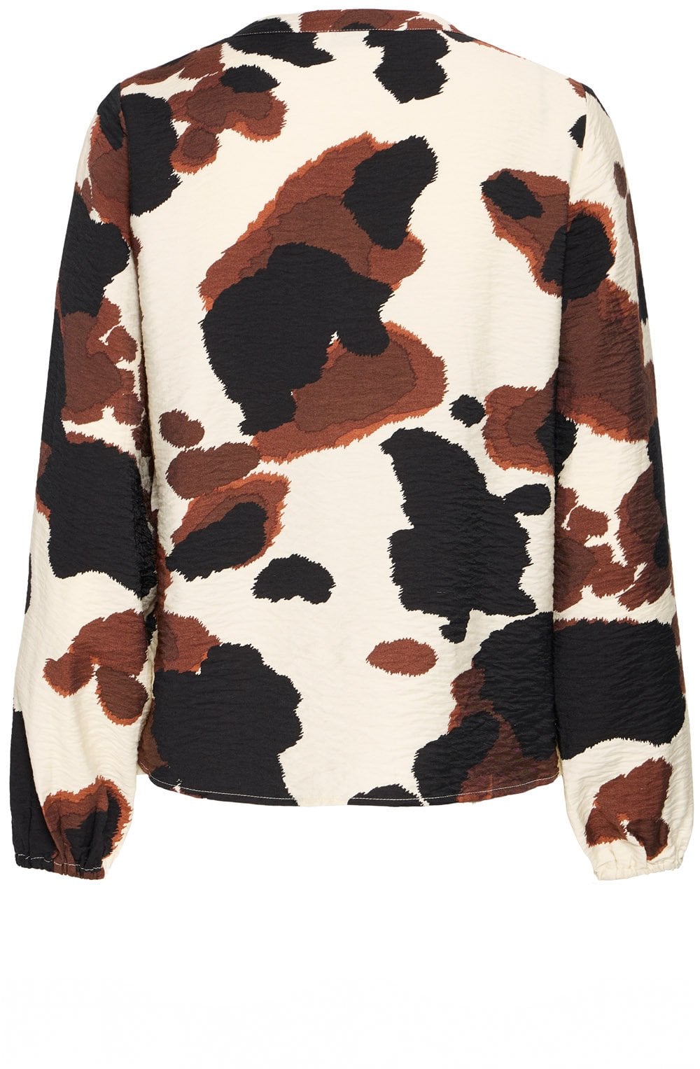 String Cow Print Pin Tuck Shirt