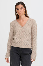 String Melange Patterned Knit Cardigan