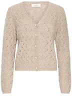 String Melange Patterned Knit Cardigan