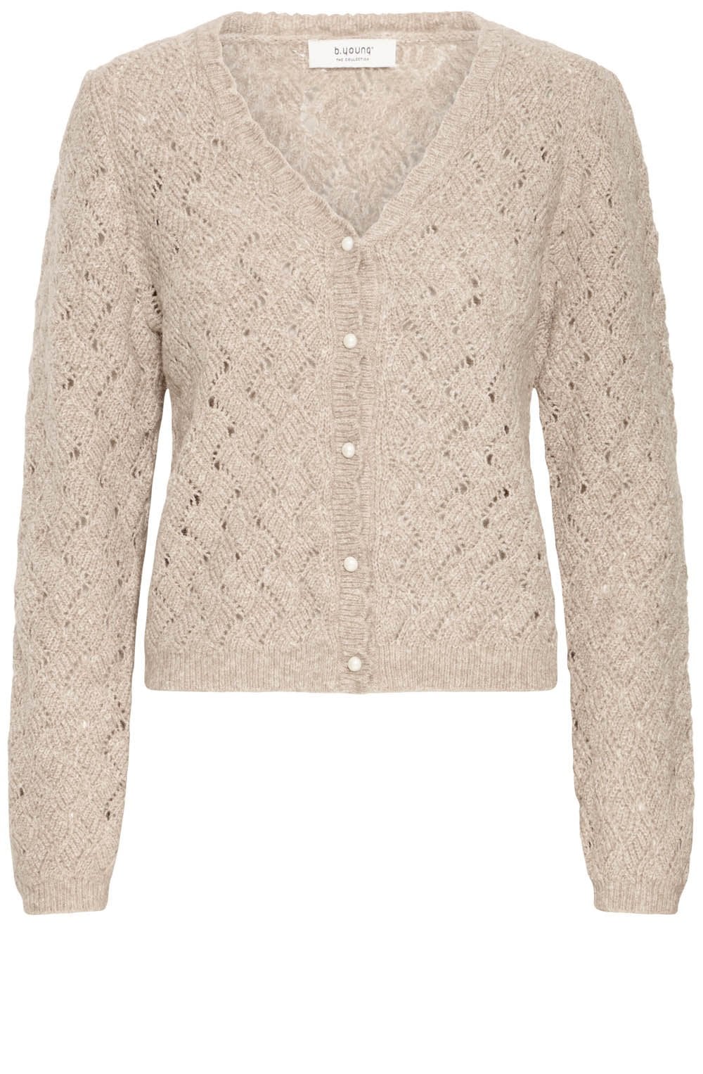 String Melange Patterned Knit Cardigan