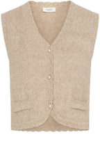 String Melange Pearl Button Knitted Waistcoat