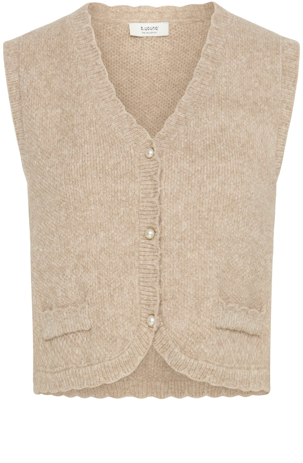 String Melange Pearl Button Knitted Waistcoat