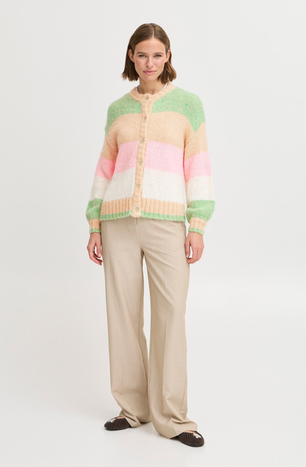 Striped Roseate Loose Fit Cardigan
