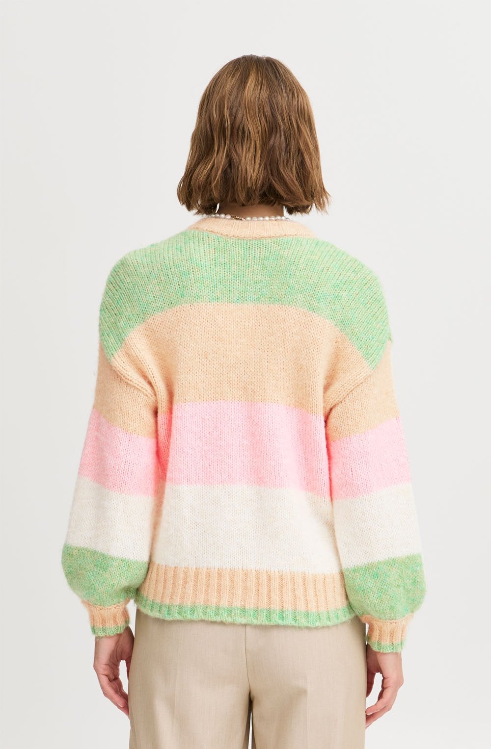 Striped Roseate Loose Fit Cardigan