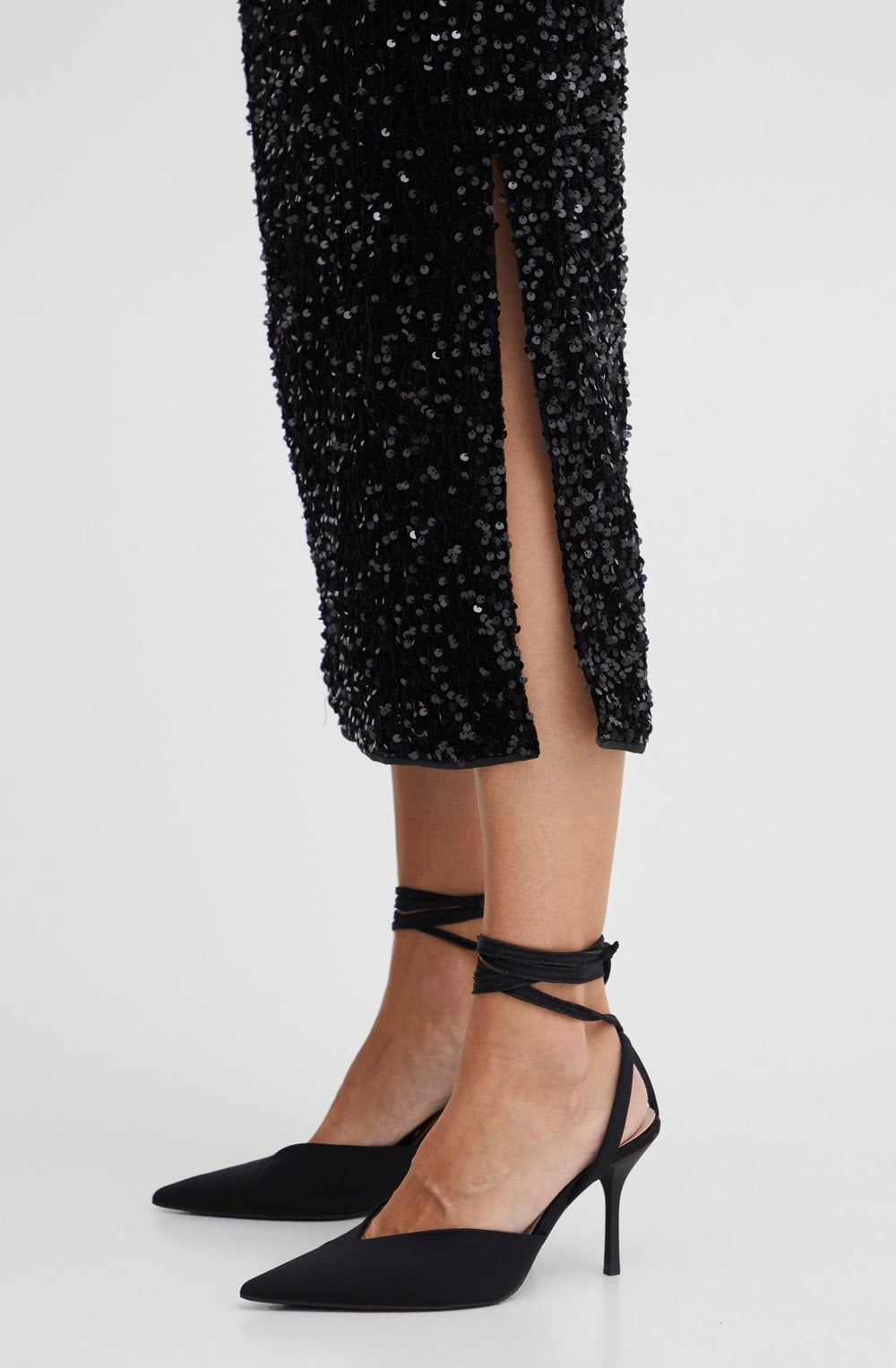 Sulo Black Sparkle Pencil Skirt