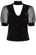 Sulo Black Sparkle Puff Sleeve Blouse