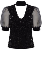 Sulo Black Sparkle Puff Sleeve Blouse