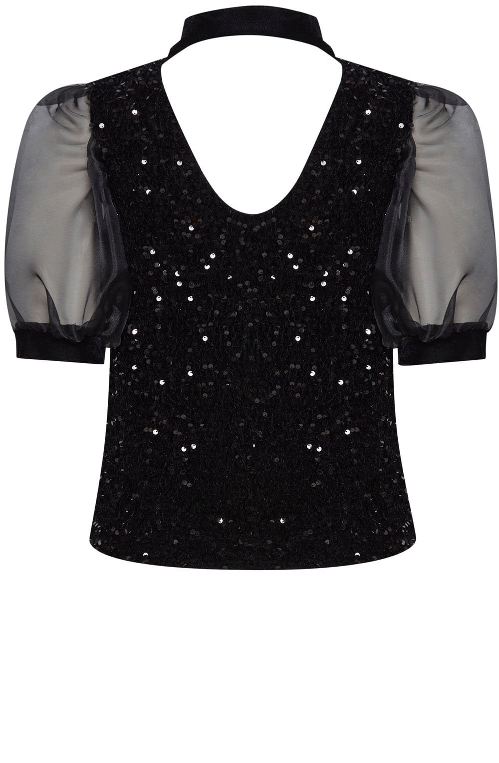Sulo Black Sparkle Puff Sleeve Blouse