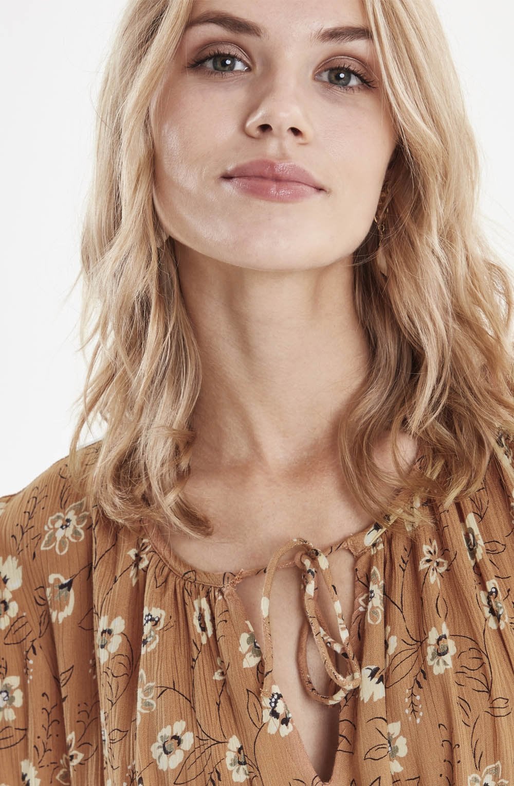 Tan Floral Print Dress