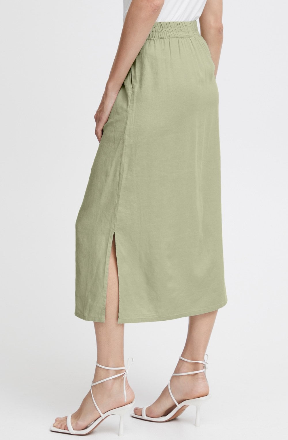 Tea Green Linen Mix Skirt