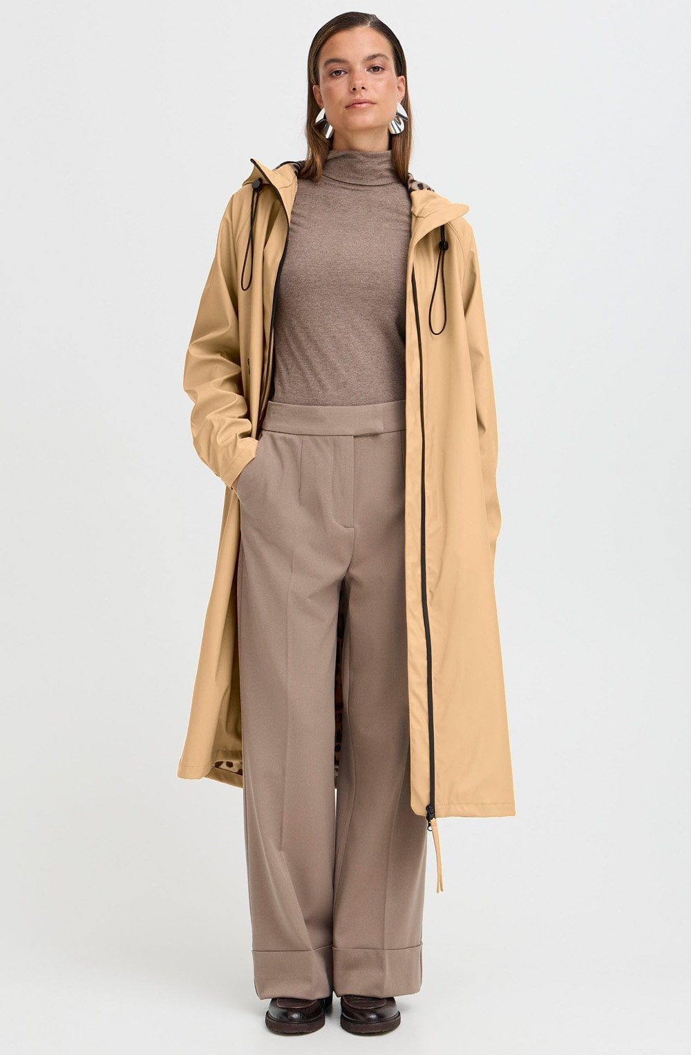 Tiger's Eye Leopard Lined Waterproof Coat
