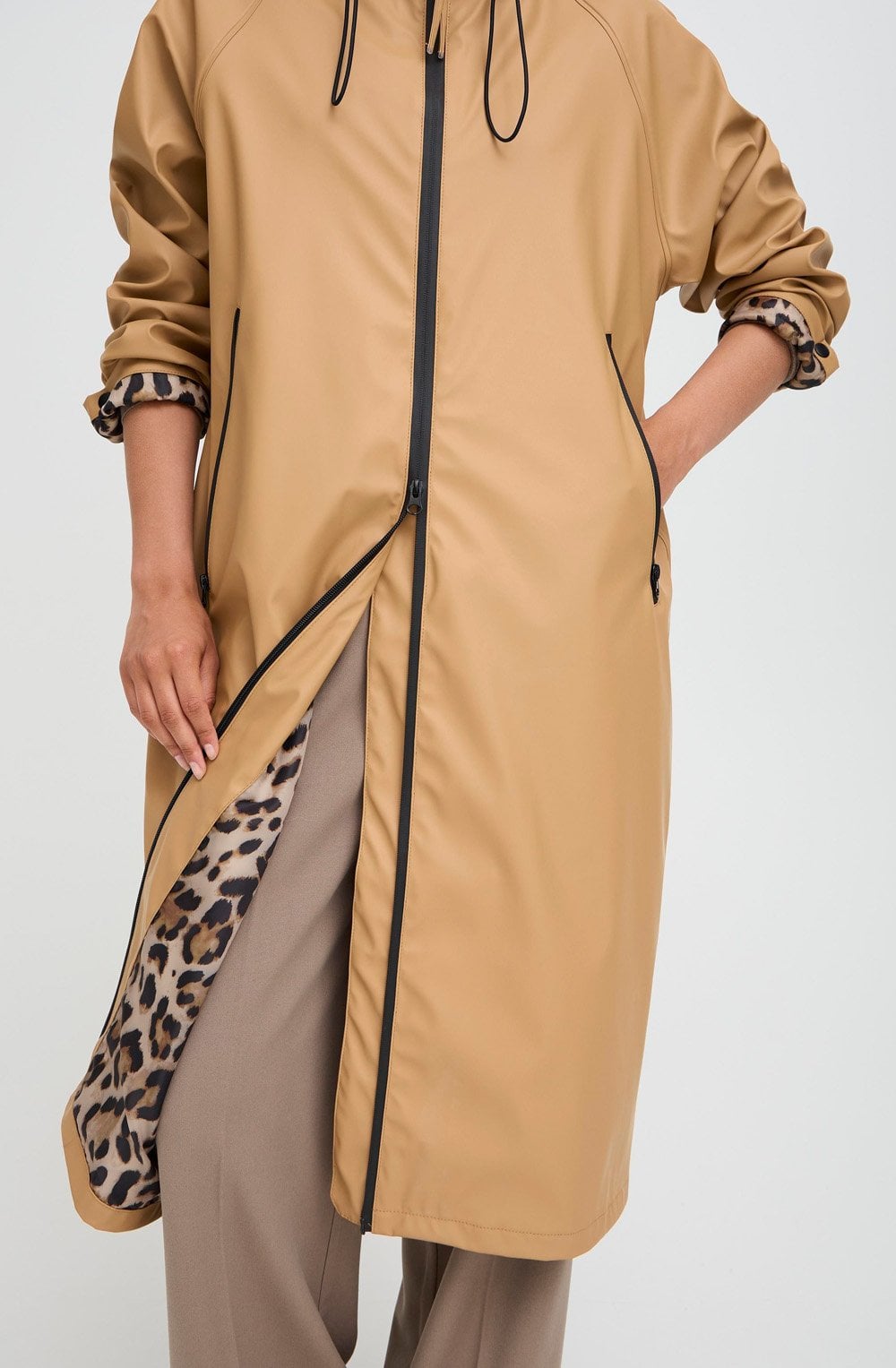 Tiger's Eye Leopard Lined Waterproof Coat