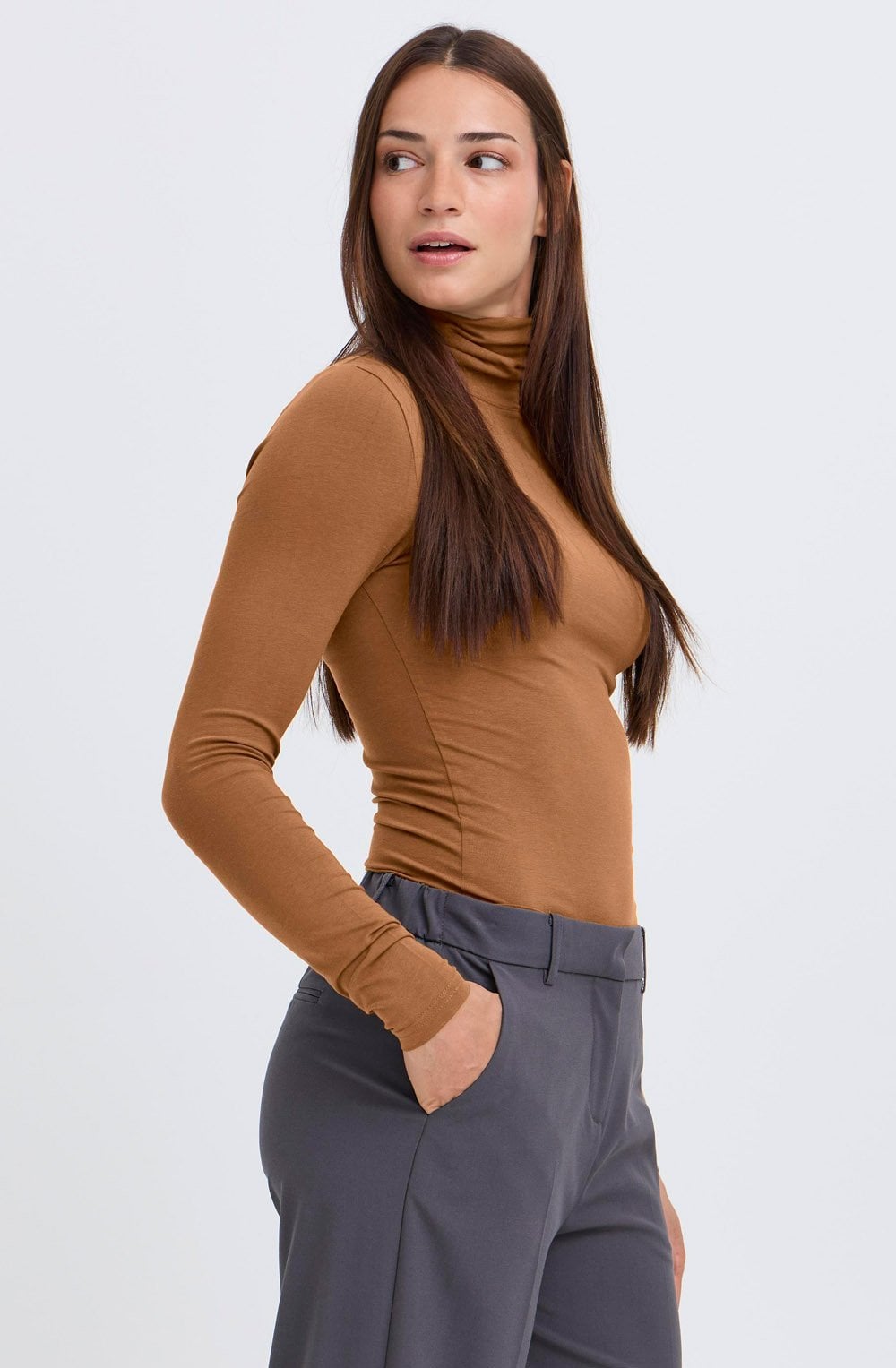 Toffee Roll Neck Top