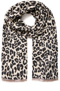 Vileopard Black Mix Leopard Print Frayed Edge Scarf